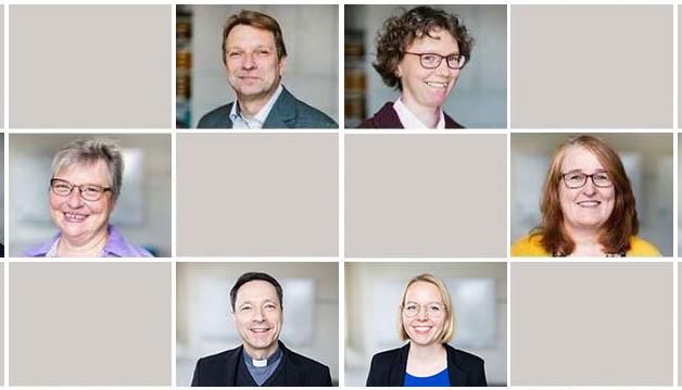 Slider mit Bilder der Mitarbeiterinnen und Mitarbeiter im Kopf der Website der Hauptabteilung Pastorales Personal