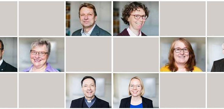 Slider mit Bilder der Mitarbeiterinnen und Mitarbeiter im Kopf der Website der Hauptabteilung Pastorales Personal