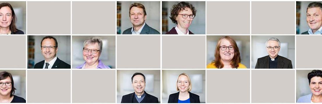 Slider mit Bilder der Mitarbeiterinnen und Mitarbeiter im Kopf der Website der Hauptabteilung Pastorales Personal
