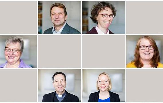 Slider mit Bilder der Mitarbeiterinnen und Mitarbeiter im Kopf der Website der Hauptabteilung Pastorales Personal